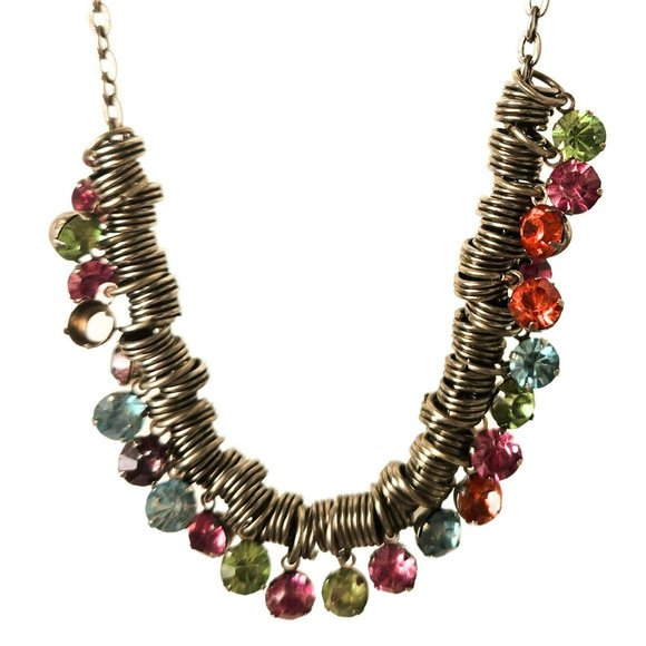 Vintage Multicolor Rhinestone Chainlink Necklace 32 in. - Picture 7 of 8